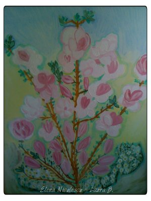 tablou cu magnolie roz full a2013