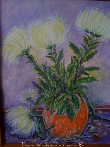 tablou crizanteme albe